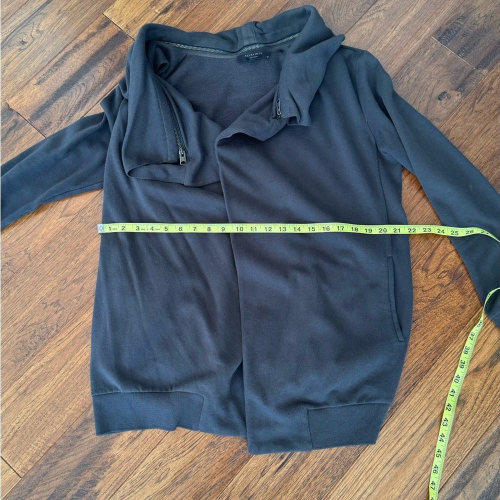 AllSaints cardigan with beautiful collar detail in deep charcoal gray size M - Picture 4 of 10